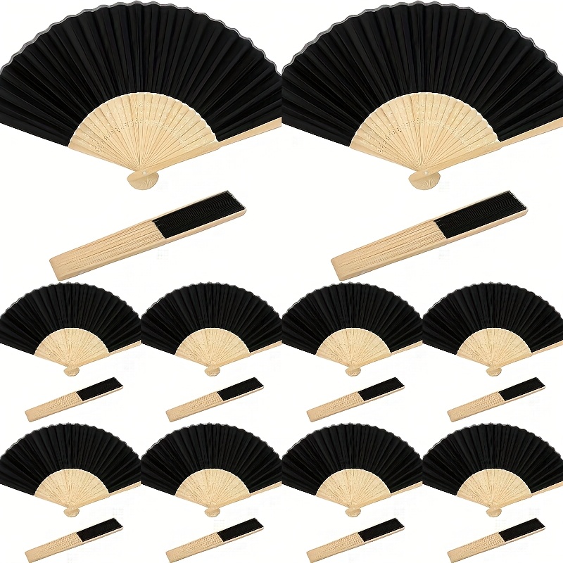 

10pcs Elegant Black Foldable Hand Fans With Bamboo Frame - Weddings, Christmas Decorations & Guest Gifts, Wedding Accessories | Elegant Hand Fans | Cultural Accessory