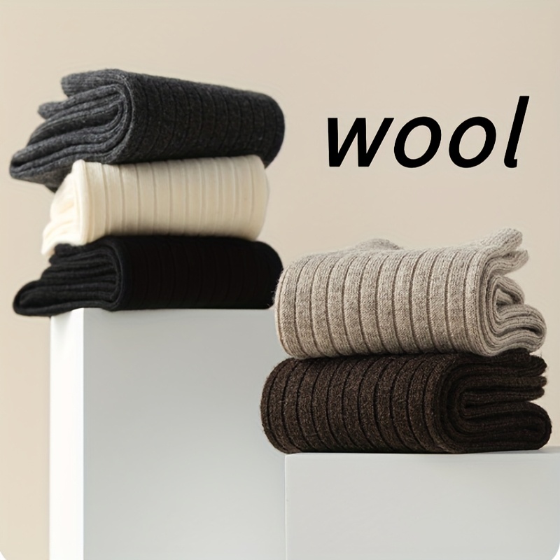 5-pair/3-pair Men's Autumn/ Socks, Thickened Warm Mid-calf Socks, Comfortable And Breathable Simple Autumn/winter Long Socks, Random Colors