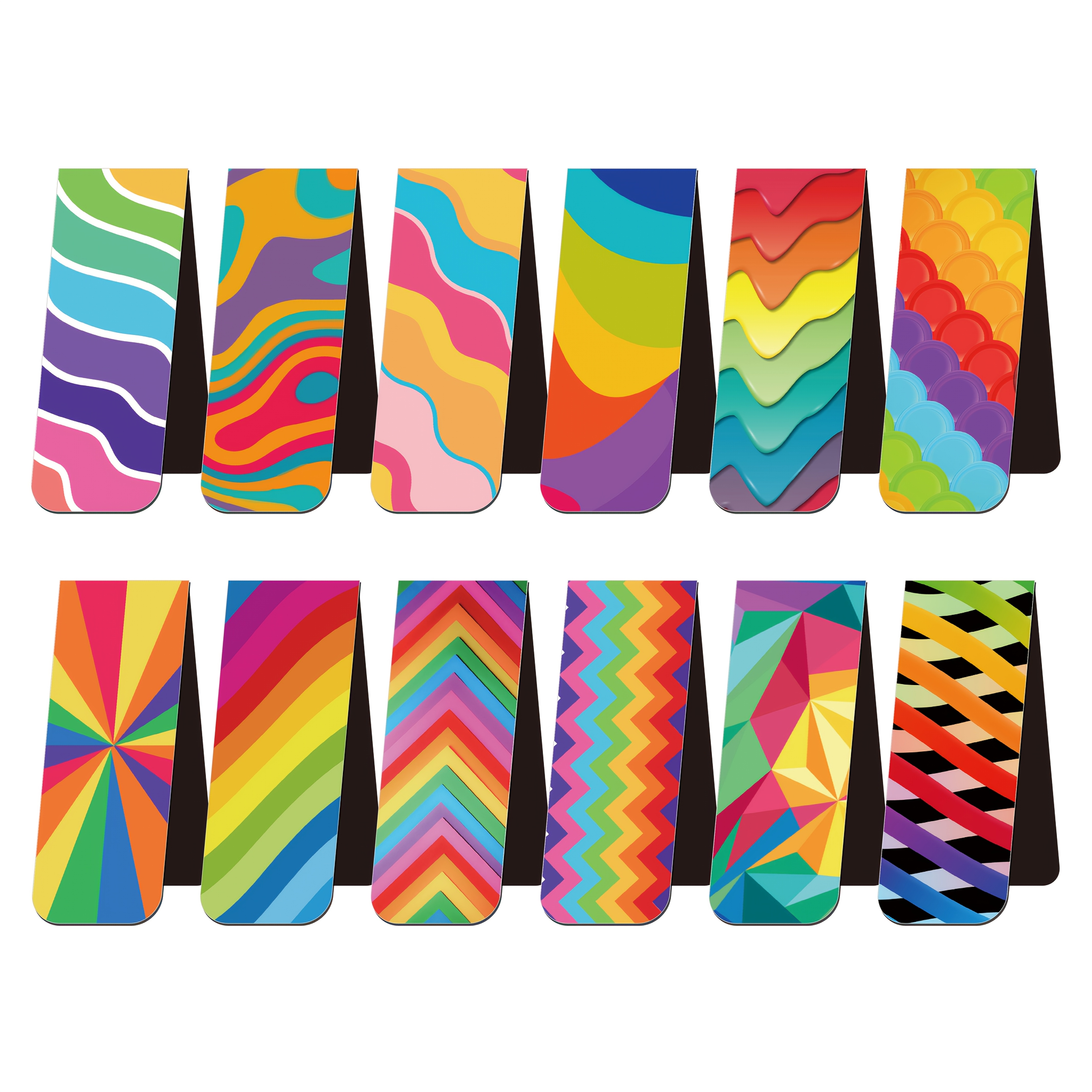 12pcs Vibrant Magnetic Bookmarks - Foldable, Colourful, And Reusable Bookmark Holders For Classroom, School, Office, And Home - , Durable, And Space- Stationery Essentials