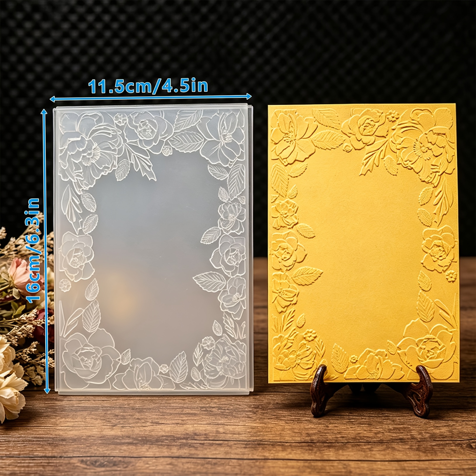 TEMU Pannello Grande con Bordo a Fiori Retr簷 e 3D con Cornice in Plastica, per Artigianato Fai da Te, Scrapbooking, Biglietti di , Cornici per Foto -