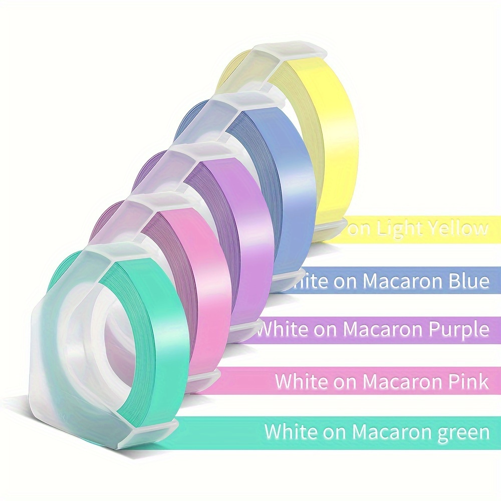 5pack Mixed Colors 3d Embossing Pvc Label Tape 9mm Compatible Manual Label Makers E101 1610 1880 12965 Label Printers
