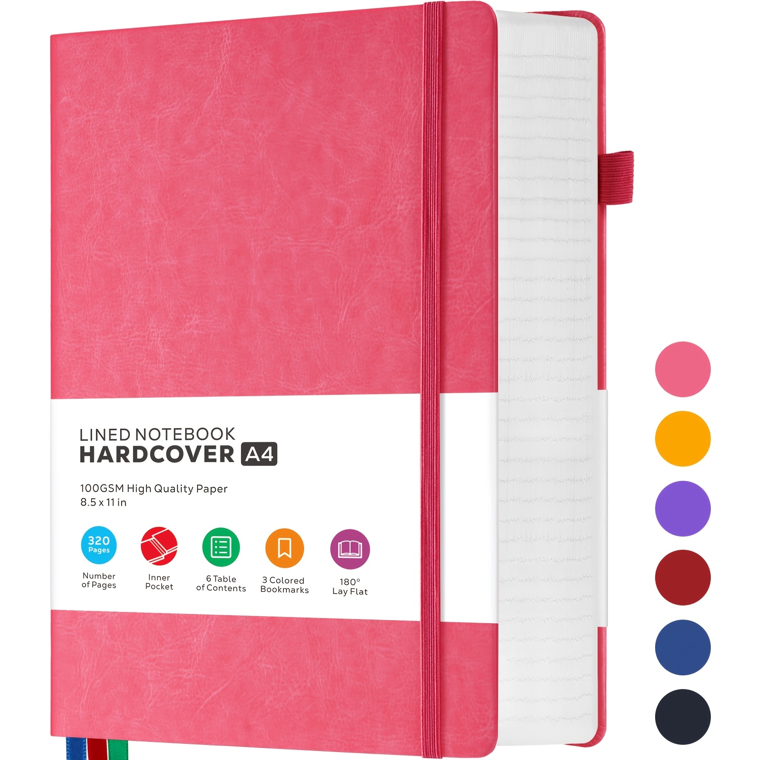Image of A4 Notebook, 320 Pages College Ruled Notebook Journal For Women/men Writing, 100gsm Thick Paper, No Bleed, Large Lined Notepad For Work School Writing Journaling, 21.5 X 28cm