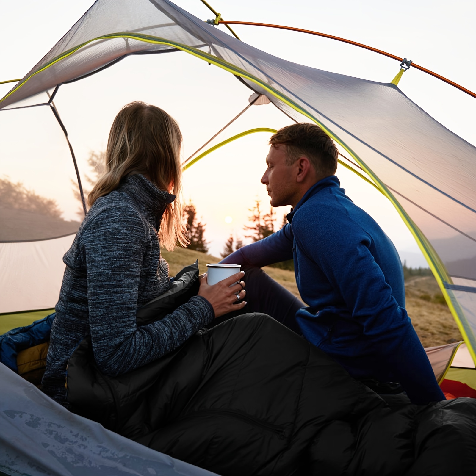 Outdoor Sleeping Bag, Double Adult Sleeping Bag, Lightweight And with Compact Bag, Oversized Camping Sleeping Bag, All-Season Sleeping Bag, Hiking Backpack with Compression Bag, Warm Camping, Hiking, Outdoor Travel, Hunting, Backpacking, Great Mother'S Day Gift, Spring Break Gift