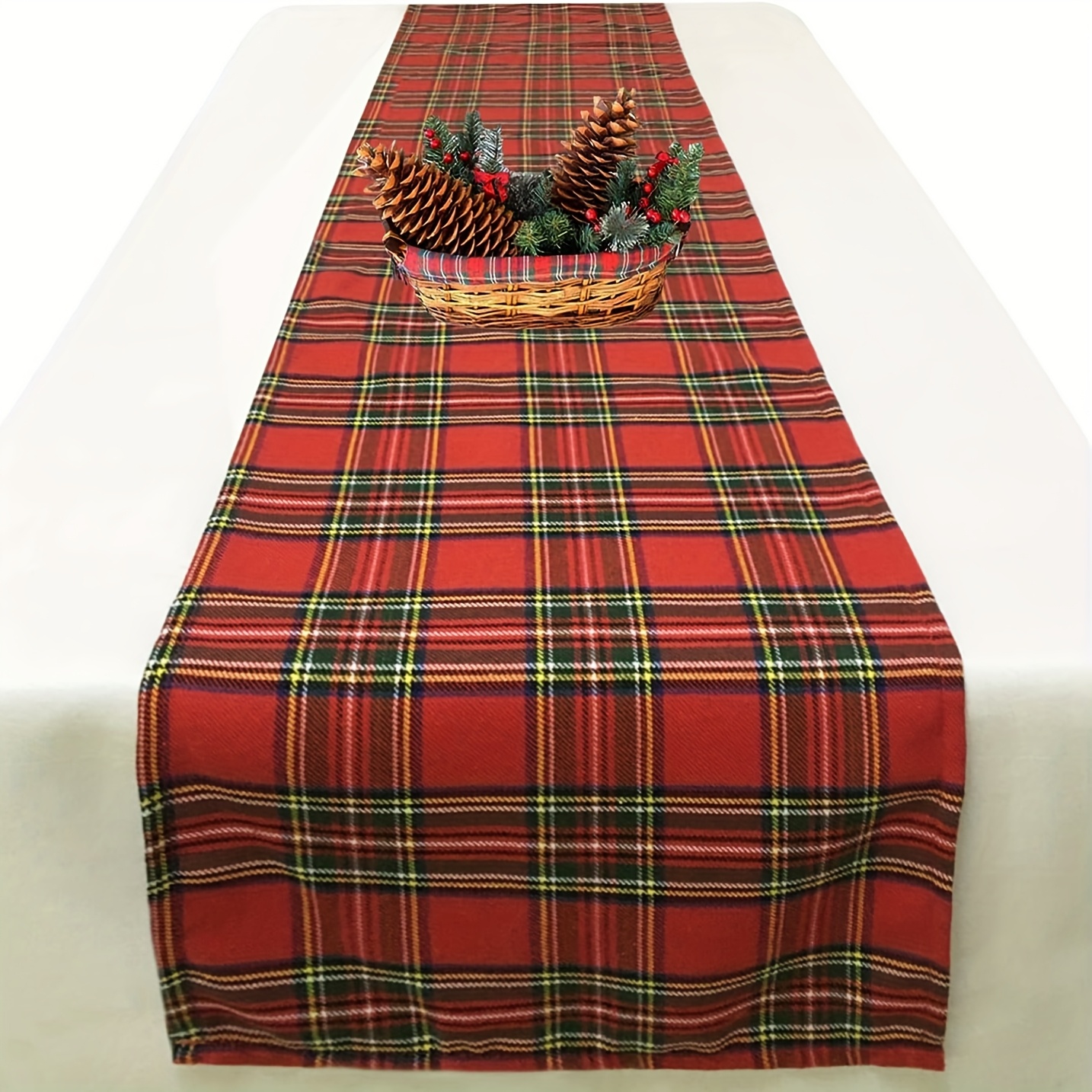 TEMU Runner da natalizio a quadri rossi e , 1 pezzo, tovaglia decorativa festiva, disponibile in pi羅 misure per adattarsi a tavoli di diverse