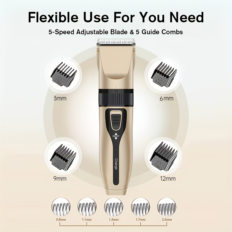 professional mens cordless hair clipper usb rechargeable electric hair trimmer with   high power ceramic cutting head led display screen 4 guide combs cleaning brush and lithium battery suitable for home and salon use perfect fathers day gif Product details 5