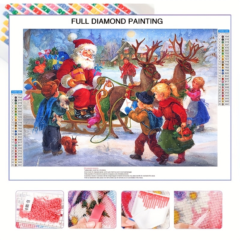 

1pc 5D DIY Ensemble De Peinture De Diamants Ronds Artificiels Complets Pour Adultes Débutants, Motif De Noël Sans Cadre Pour La Décoration Murale Et Le Cadeau À La Maison 30*40cm