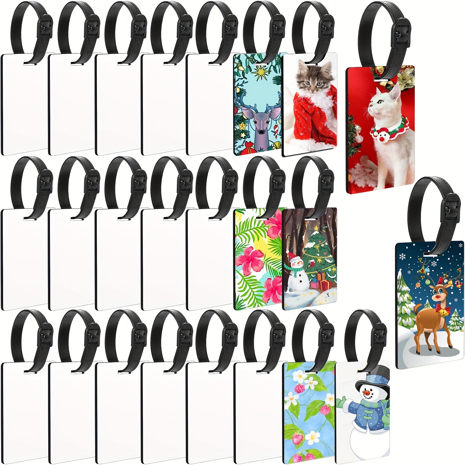 

24pcs Sublimation Blank Luggage Tag Labels With Double-sided Hot Transfer Plate, Decorative Travel Bag , Diy Creative Hanging Ornaments Gifts