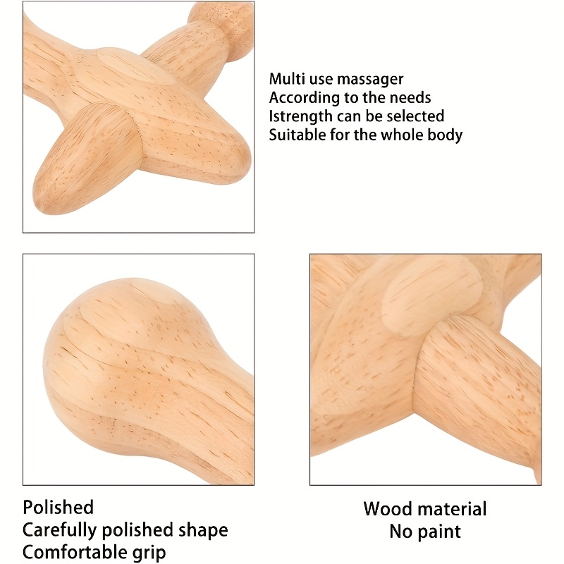 Un bastón de masaje para pies de madera, una herramienta de reflexología profesional, diseñado ergonómicamente para la tensión muscular, adecuado para el hogar y salones de masajes.