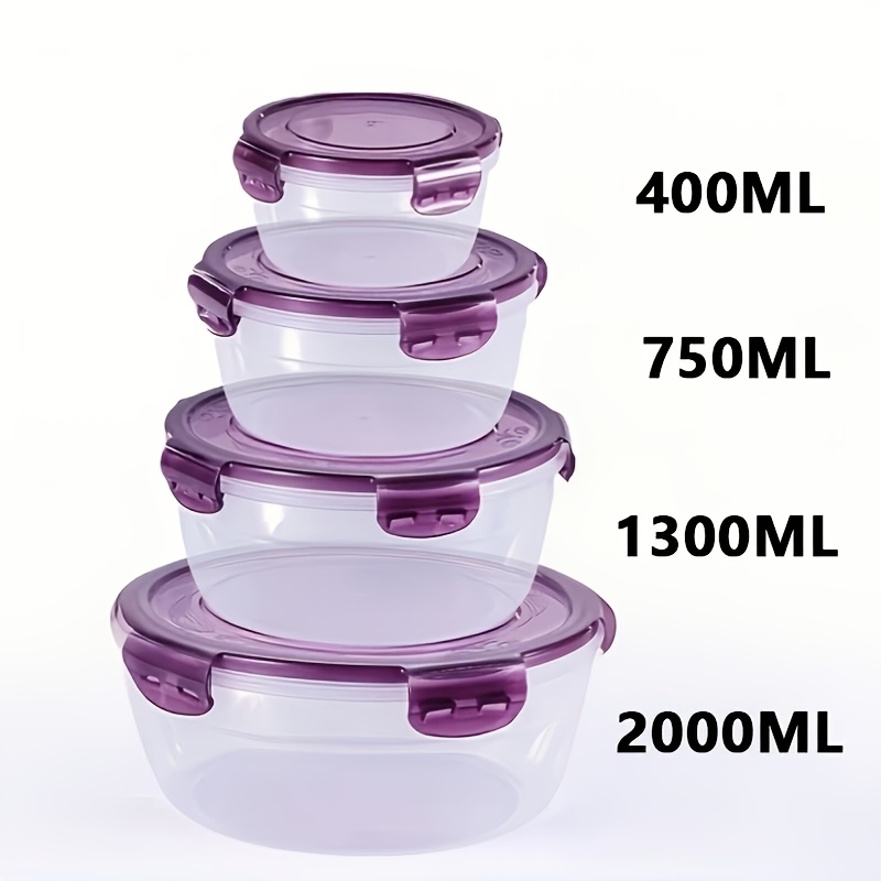 Image of Plastic Bowls With Lid Leakproof Food Storage Container Meal Prep Containers Bento Box, Microwave-safe Round Lunch Boxes