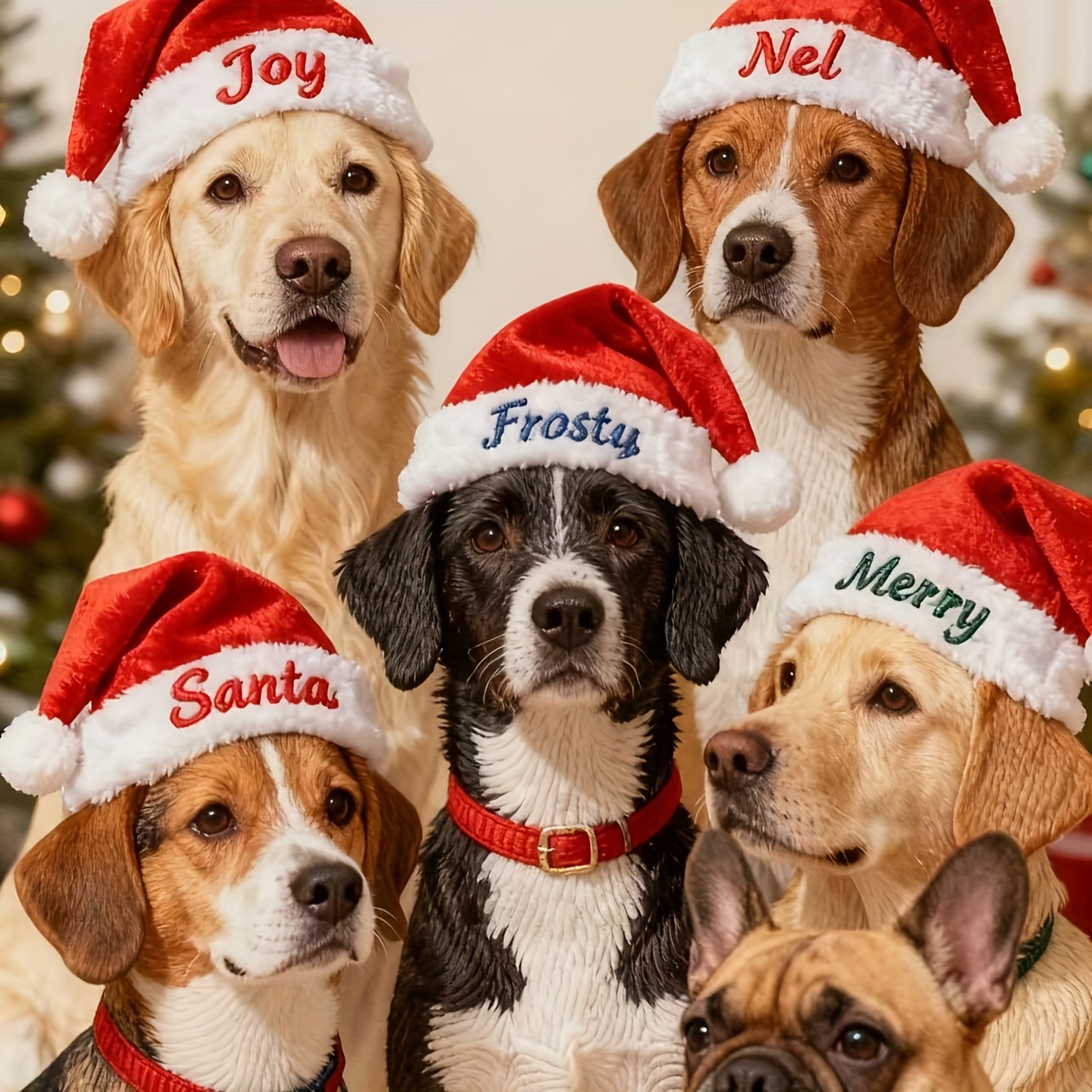 TEMU Gorro de Navidad bordado con personalizable, 1 pieza, estilo universal para adultos y mascotas - Gorros de Navidad personalizados para y