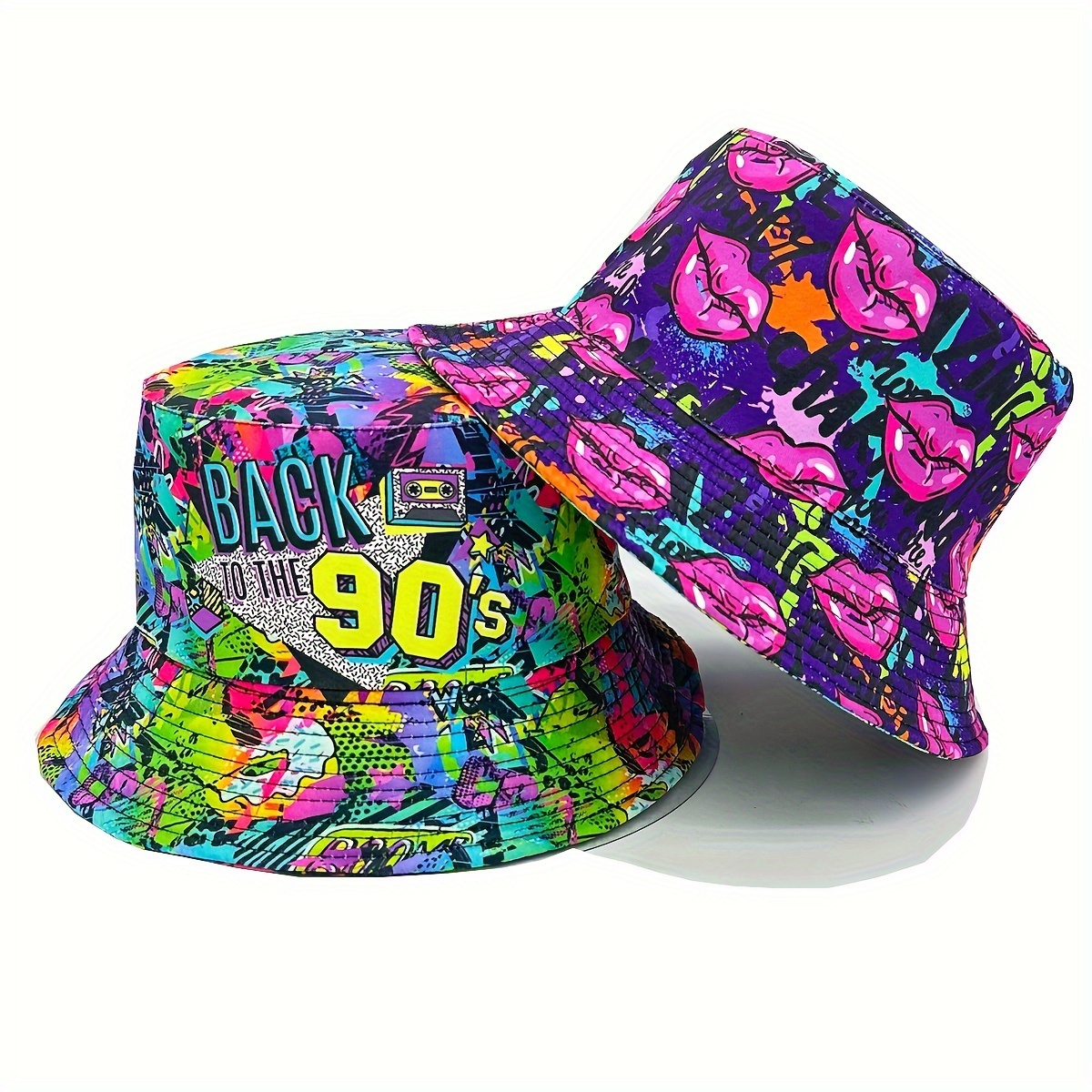 

Seau Réversible des Années 90 - Léger, Casquette de Pêcheur Imprimé , Lavable en