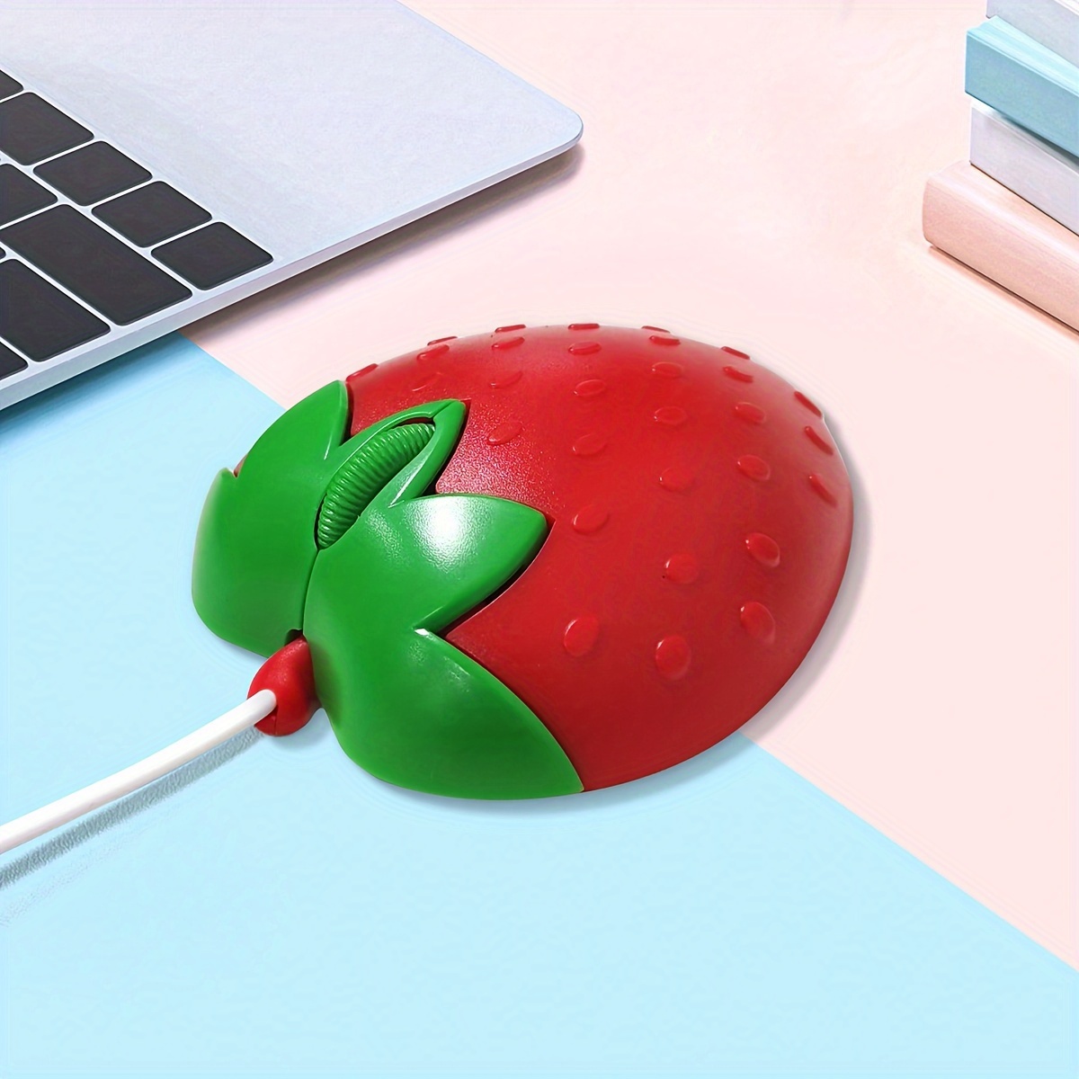 1個 かわいいイチゴデザイン有線マウス 高い美的価値 usb デスクトップ