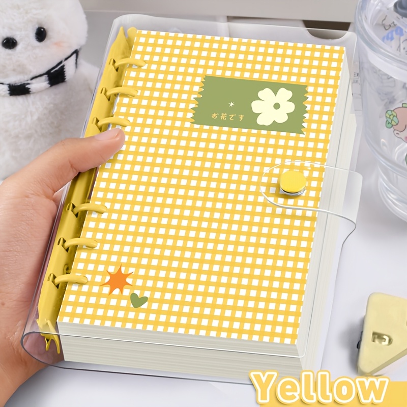 TEMU A6 Cute Clear Pvc Binder Notebook, Detachable Loose-leaf Journal, 120sheets 240pages Lined/blank Paper, Large Capacity No Design, Soft Handfeel