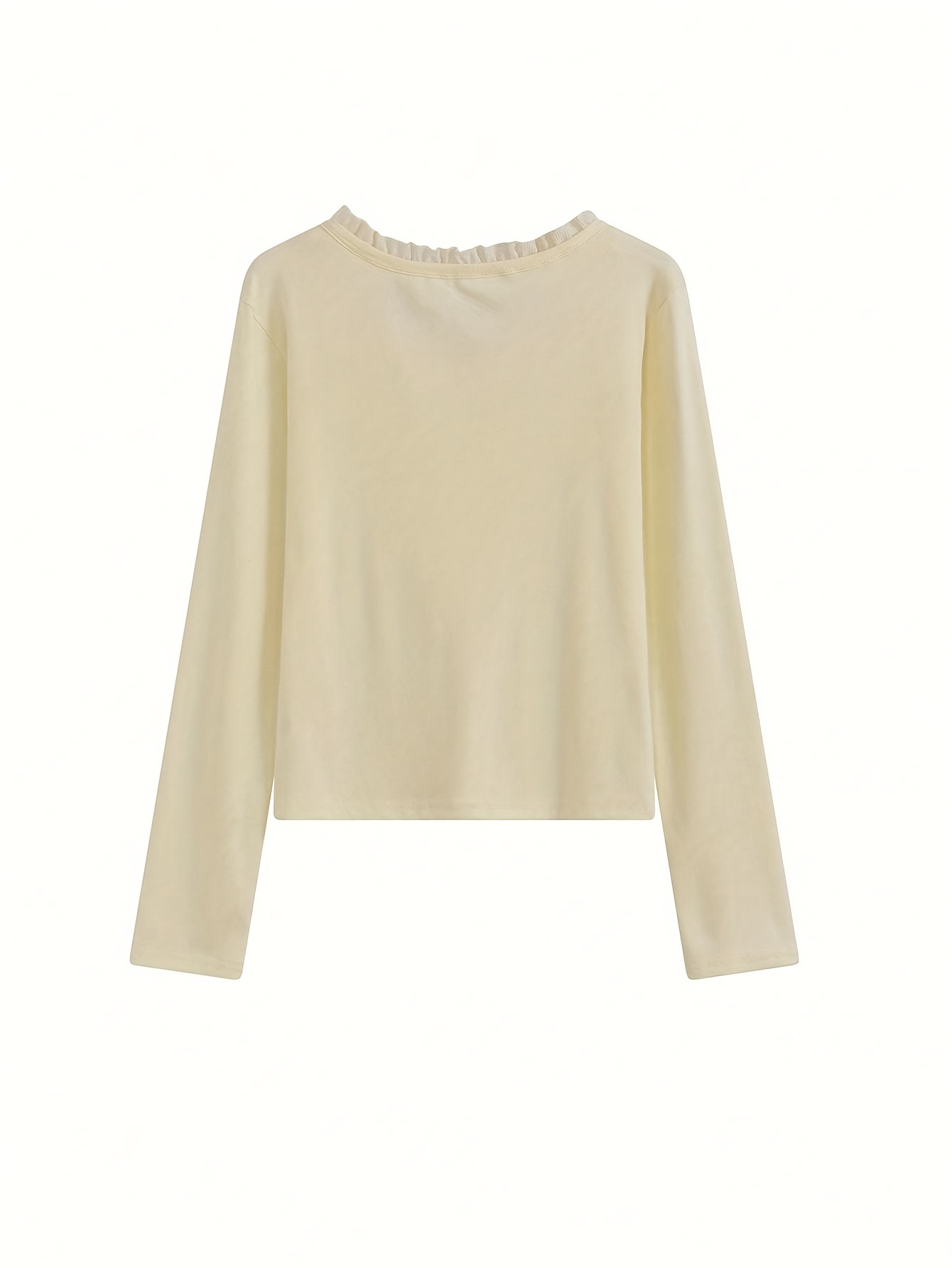 봄과 여름 패치워크 리플 프론트 타이 롱 슬리브 캐주얼 티셔츠 | temu Temu Republic of Korea