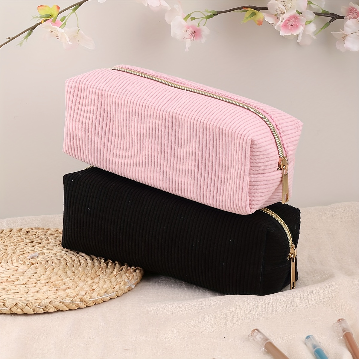 

Premium Corduroy Pencil Case - , Multi- Supplies Organizer For Students