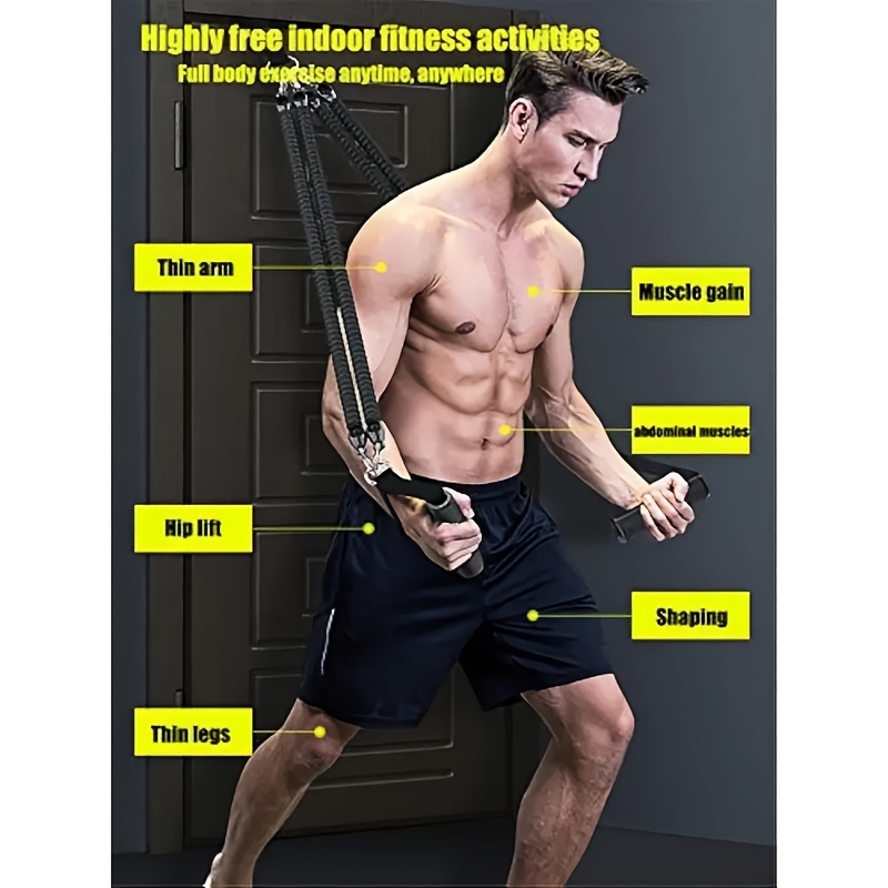 1pc Foot Pedal Resistance Band Set, 50-100 Pounds, with Handle - Elastic Sit-Up Pull Rope for Home Gym - Universal TPE Multifunctional Training Kit for Waist, Arms, and Legs - Ideal Holiday Gift for Fitness Enthusiasts, Gym Accessories, Without Battery