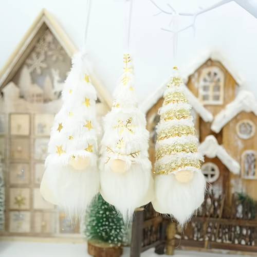 3pcs Faceless Men S Forest Plush Dolls - Christmas Tree Ornaments, Decorations, Faceless Gnome Decor, No Batteries Needed, Suitable for Festive Home and Office Decor, Style Christmas Tree Hanging Ornaments, Window Decorations, Home Decor, Hotel Party Decorations and Ornaments