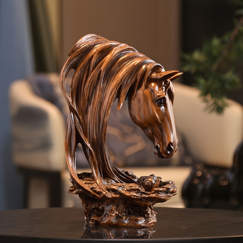 YIC Décor De Statue De Cheval Statue De Cheval Résine Bronze Couleur