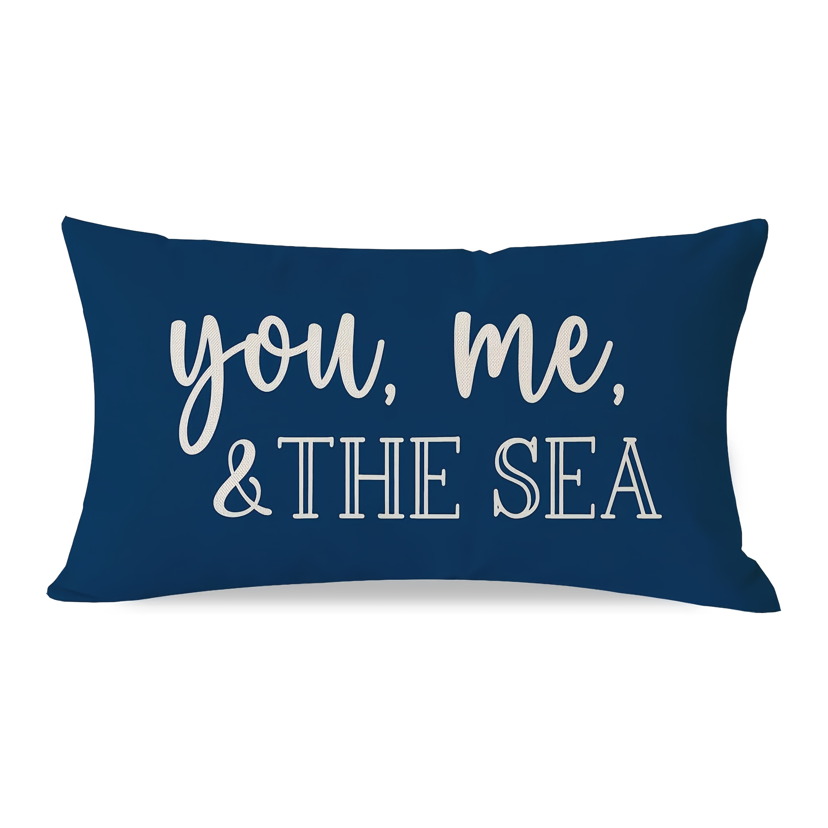 TEMU 1pc, Summer Beach Throw Pillow Cover, Sayings You Me And The Sea Ocean Sea Coastal Blue Outdoor Nautical Decorations Lumbar Decorative Cushion