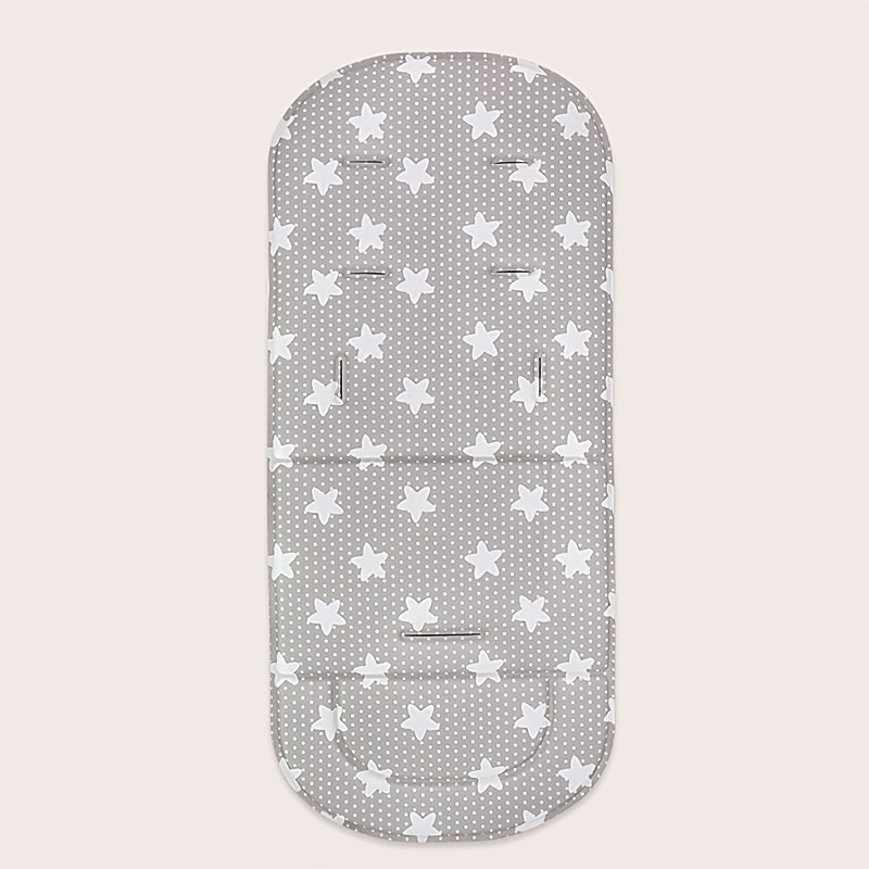 1pc Breathable Polyester Fiber Baby Stroller Cushion, Universal Fit for Most Infant Carriage Models, Comfortable Support for 0-3 Years Old Toddlers, Light Grey Polka Dot/Star Pattern