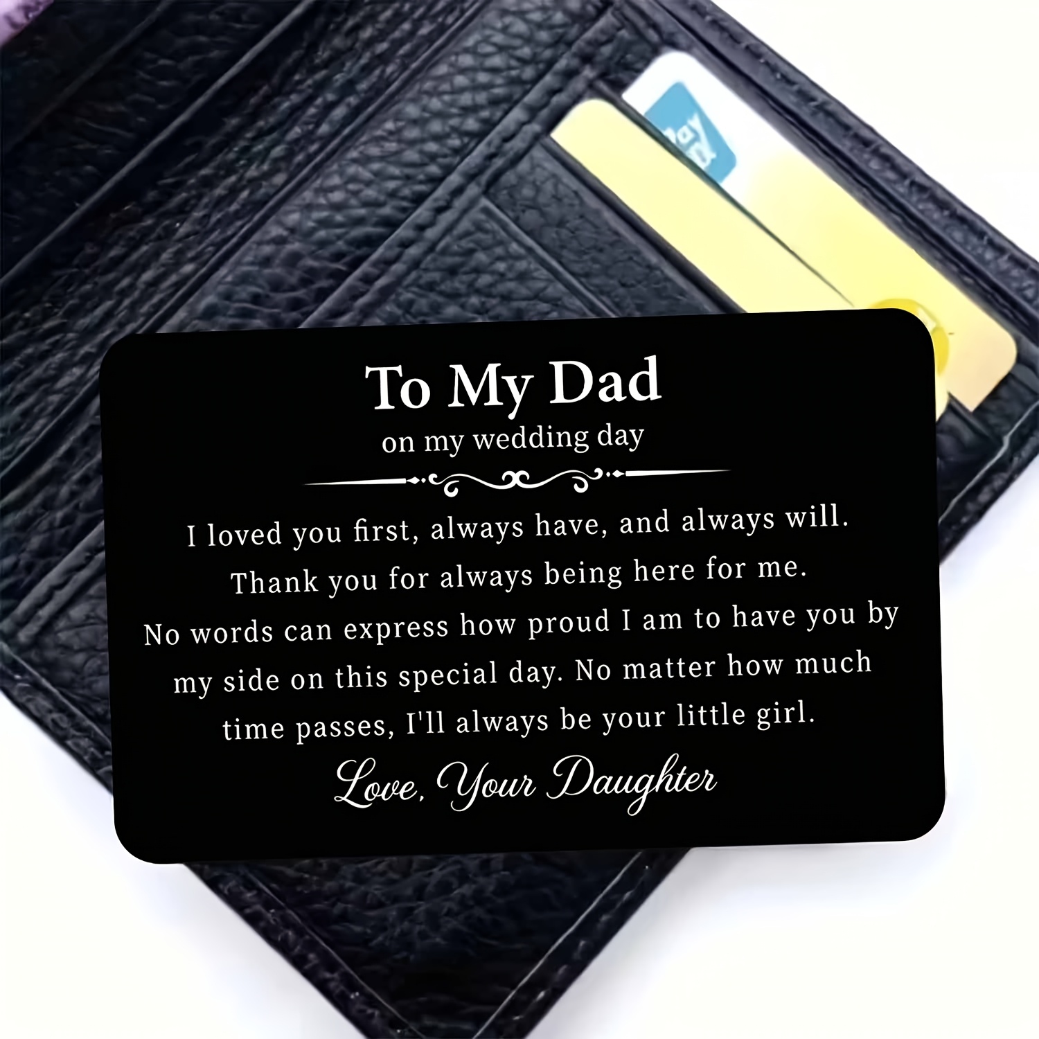 TEMU 1pc Wedding - Day Letter To Dad Wallet Cards, Birthday Gifts, Valentines Day Card, Anniversary Card, Christmas Gifts For , Wallet Insert Cards