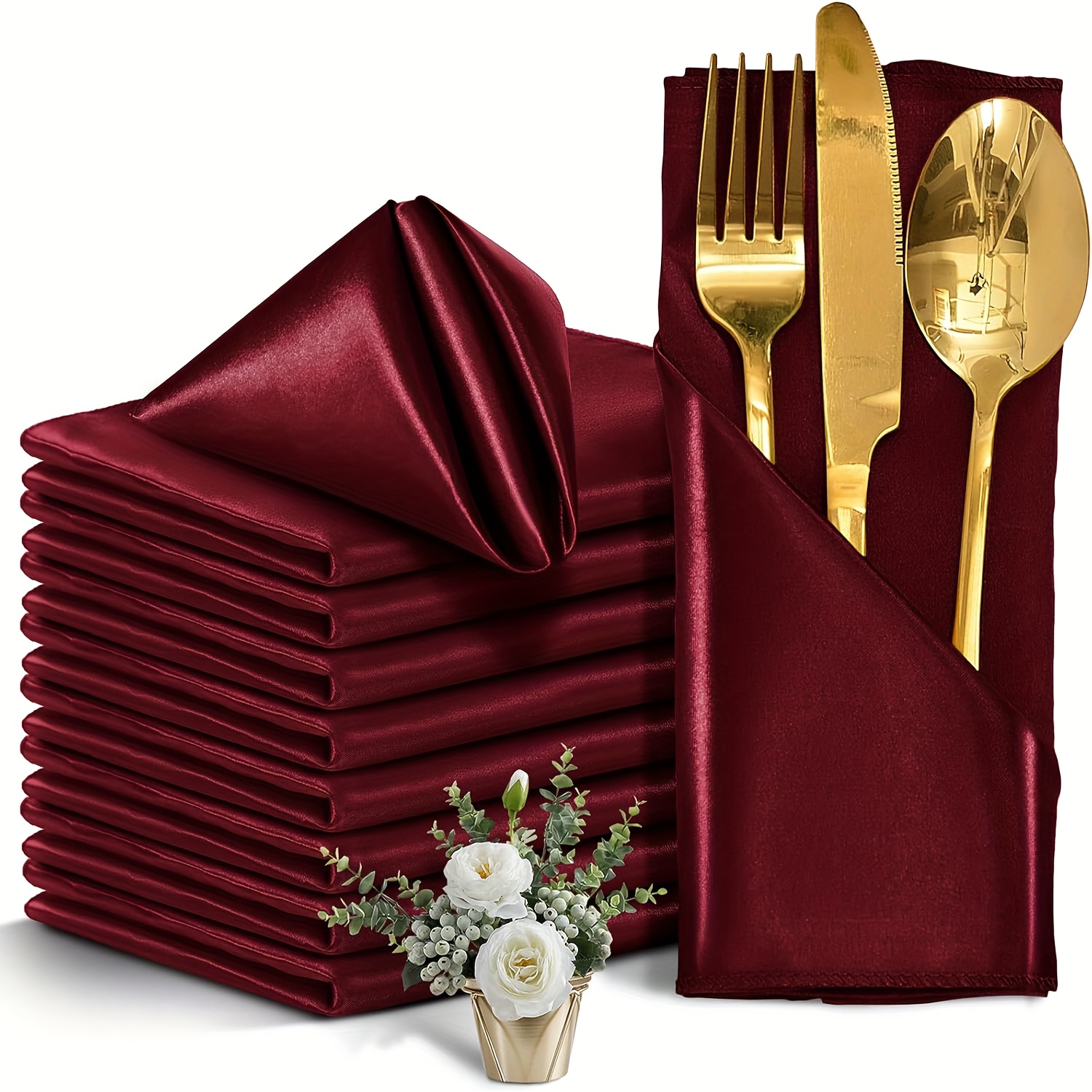25pcs Black Satin Napkins, 43.18cm .18cm Square, Suitable For Restaurants, Weddings, Dinners, And Party Decorations
