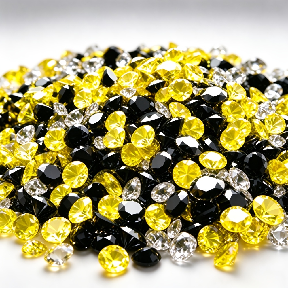 TEMU Yellow + Black + Transparent Acrylic Diamonds. Suitable For Vase Fillers, Wedding Table Decorations, Christmas Party Setups, Bridal Showers,