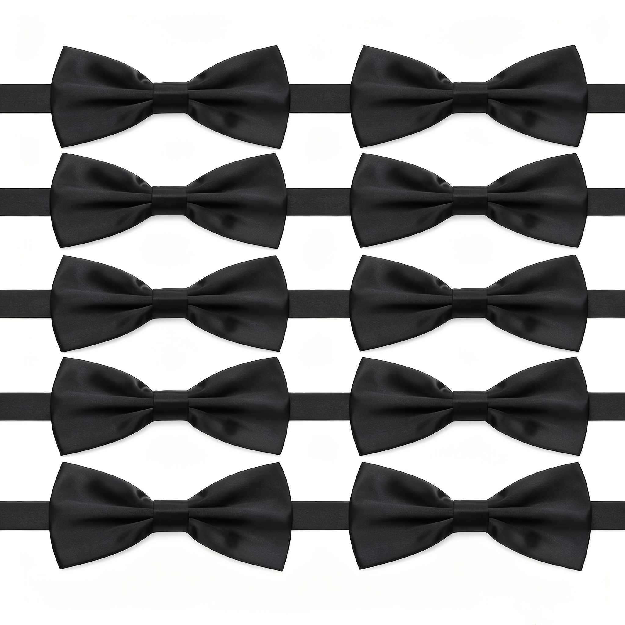 TEMU 10pcs Men's Bow Ties, Wedding Groom Groomsmen Performance Solid Color Satin Dress Bow Ties, Formal Accessories Bow Ties
