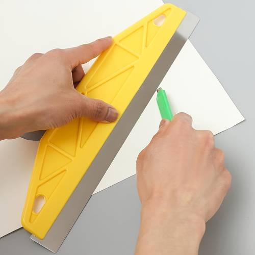 1pc paint 12 stainless steel trim guide blade is for painting works for cutting guide ideal thickness painting paint edger stainless steel straight edge tool