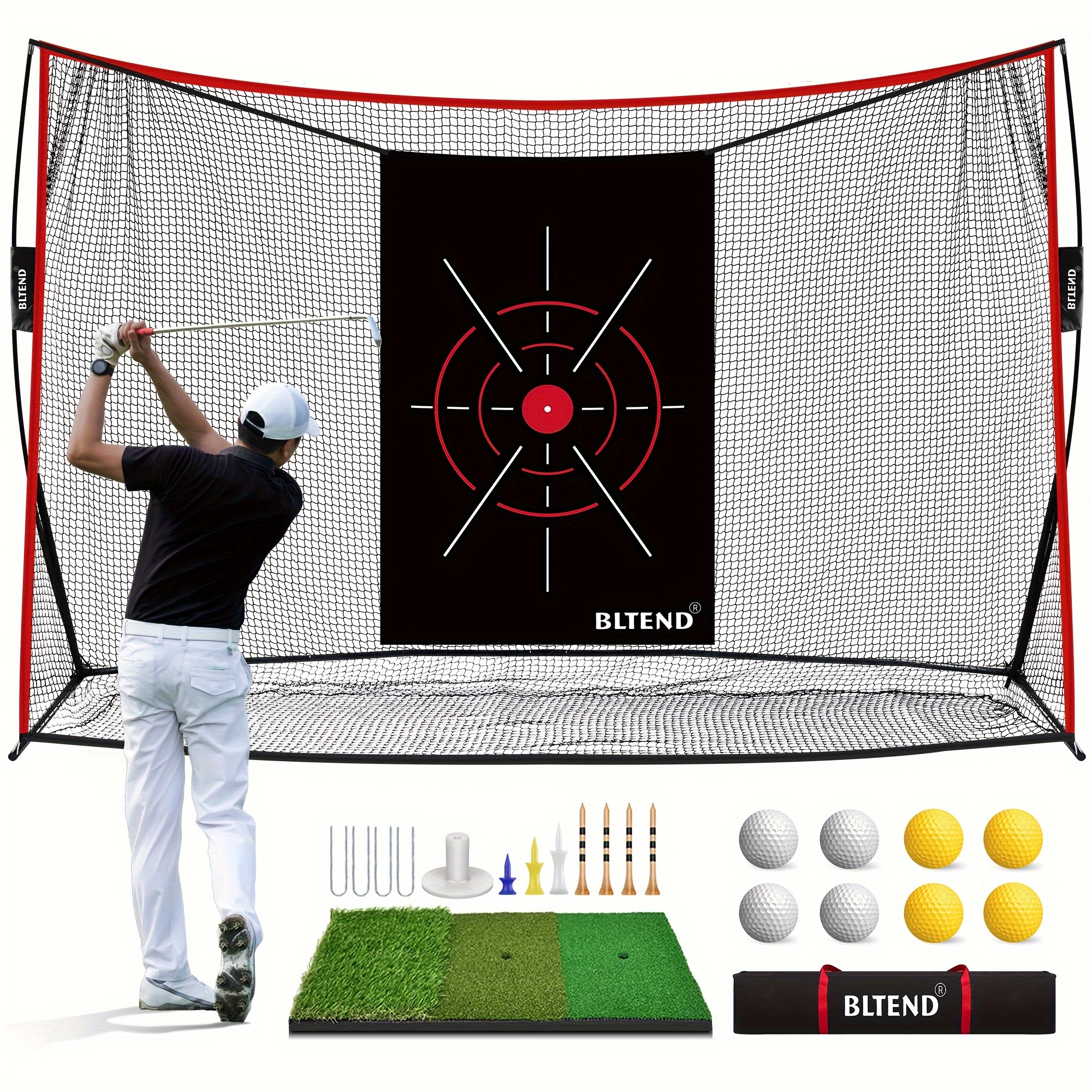 

Duty Golf Net, 10x7ft Golf Hitting Net A Tri- Golf Mat, Cloth, 8 Golf Tees, 8 Golf , Carrying Bag, Golf Net For