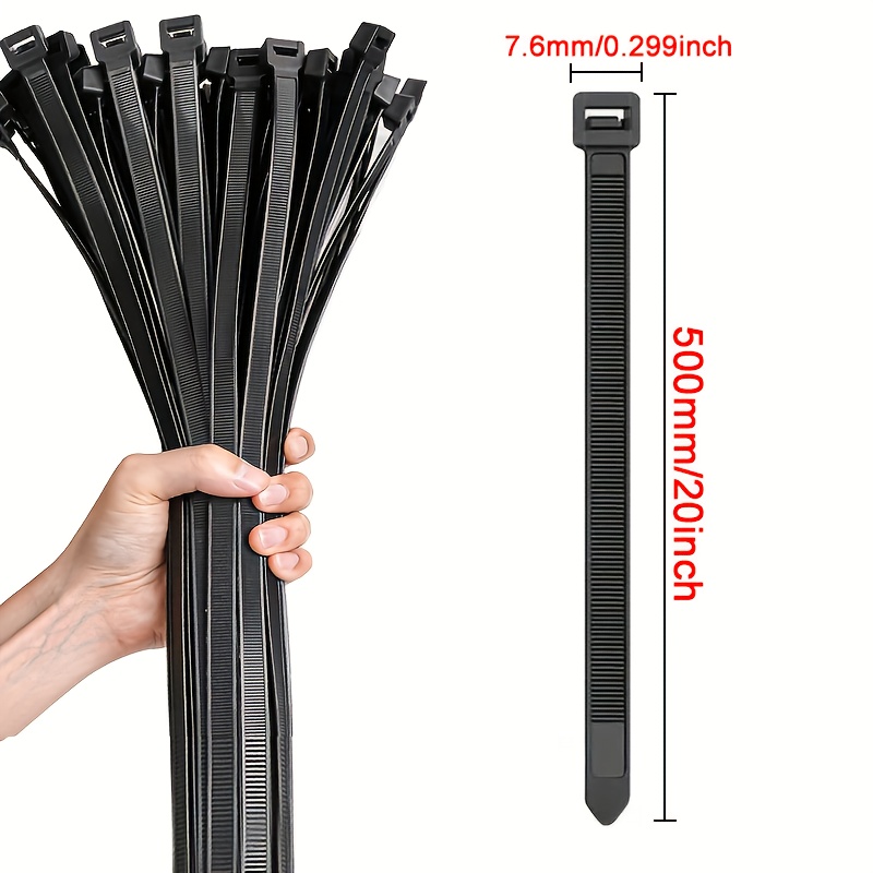 TEMU 100 piezas de de nailon de resistencia de 150-500 mm, negras/blancas, de plástico ultrarresistentes de 113.4 kg, envolventes extralargas para