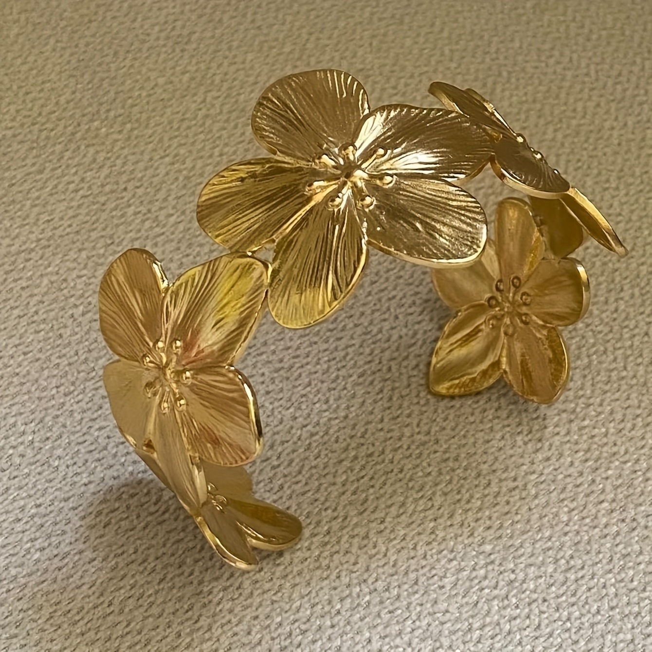 1pc If You Vintage Cuff Bracelet - Adjustable Large Cuff With Flower Accent, Retro Minimalist Bangle For Daily Wear, Parties & Ramadan, Statement Gift (no Coating, ) - Fits Wrist Comfortably