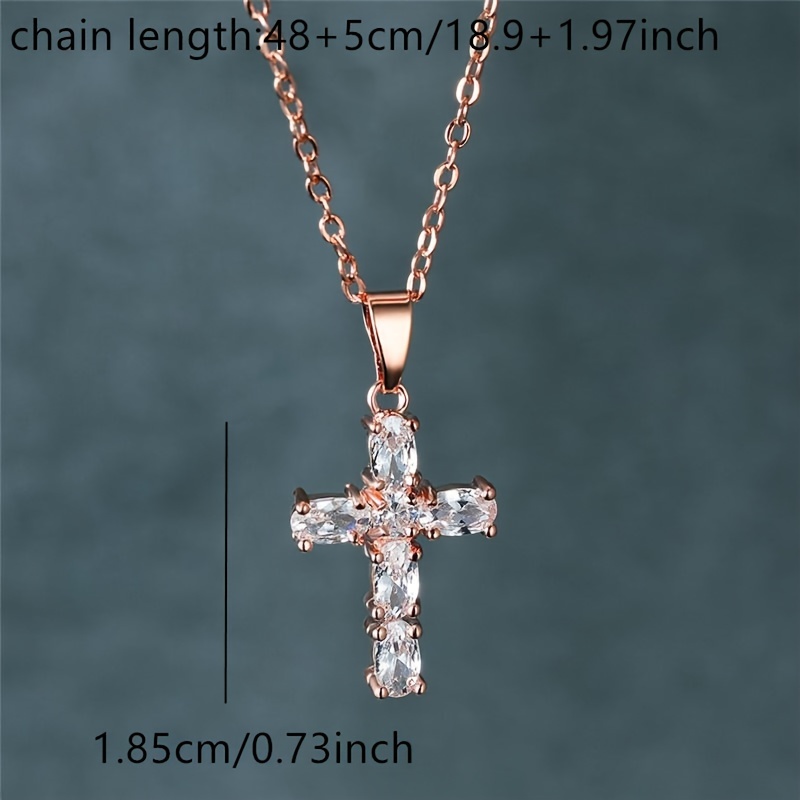 Glitter Cross Pendant Necklace Chain Women Girls Plated - Temu