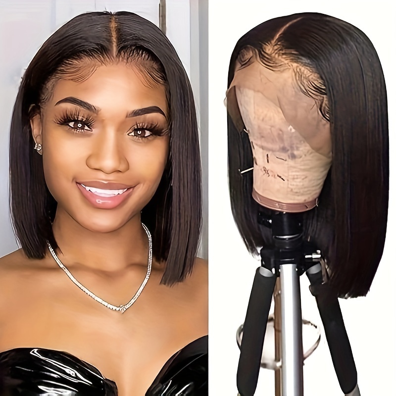 TEMU Timopol Wig, Bob Wig Human Hair Glue-free 5x5 X 1.1 Lace Front Wig Human Hair 8-16 Inches Pre- High Definition Clear Lace 150% Density Short Bob Wig For Women