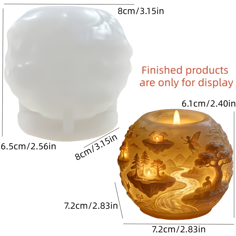 TEMU Candle Mold Elf Valley Resin Silicone Mold Relief Aromatherapy Candle Concrete Cement Silicone Mold Beautiful Forest Elf Landscape Sculpture