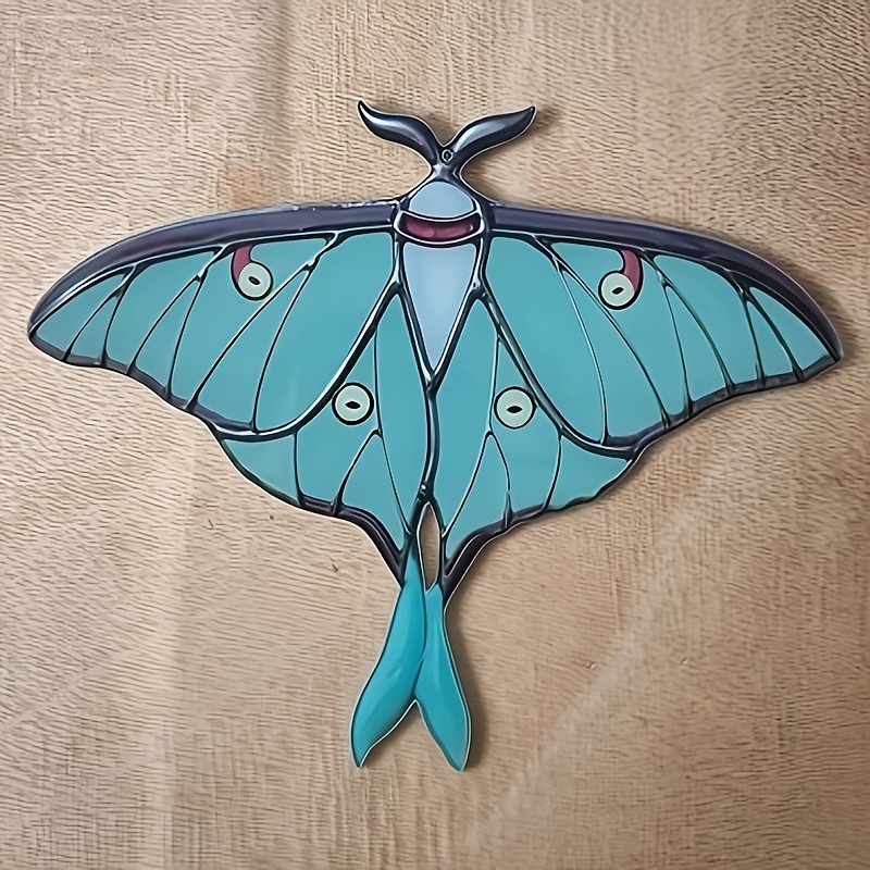 TEMU 2d Flat Bohemian Moth Painted Light Catcher Ornament - Green Black , Suitable For Home, Garden, Or Decor, For , Bohemian Style Home Decor,