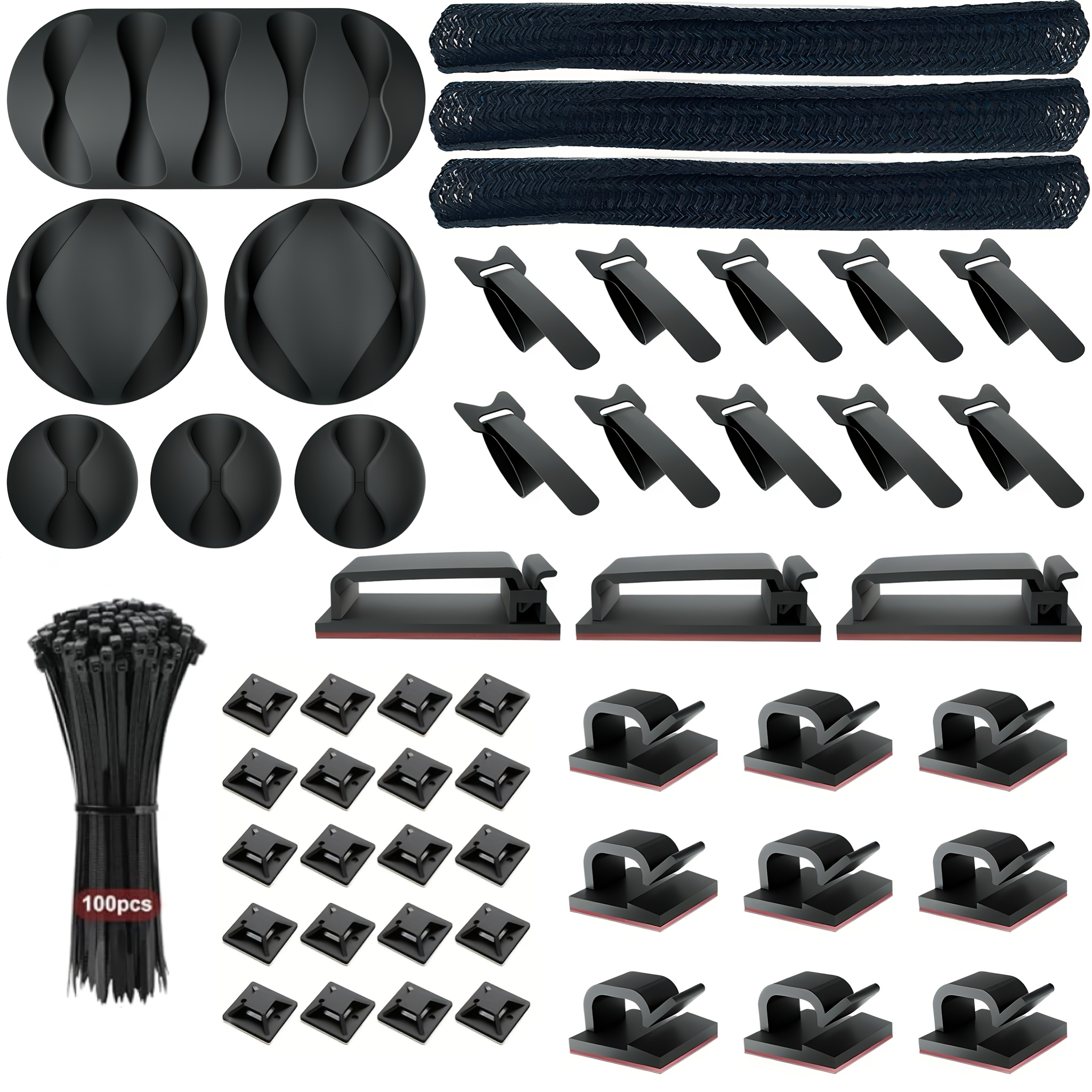 151 cable management organizer kit 3 cable sleeves 9 wall cable tie mounts 100 fastening cable ties 20 tie mount clips multi purpose cord organizers 10 t type straps Product details 0