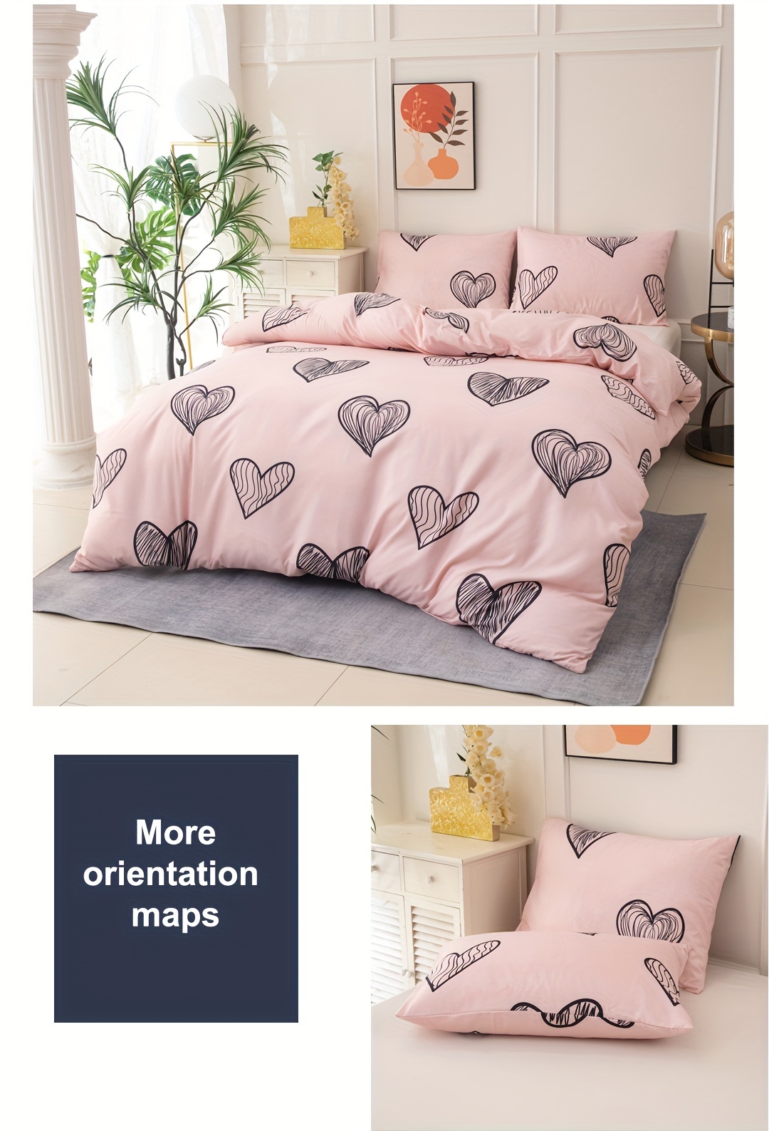 3pcs black heart pattern duvet cover set 1 duvet cover 2 pillowcase without comforter and pillow core super soft and comfortable breathable bedding duvet cover set suitable for bedroom and   details 6