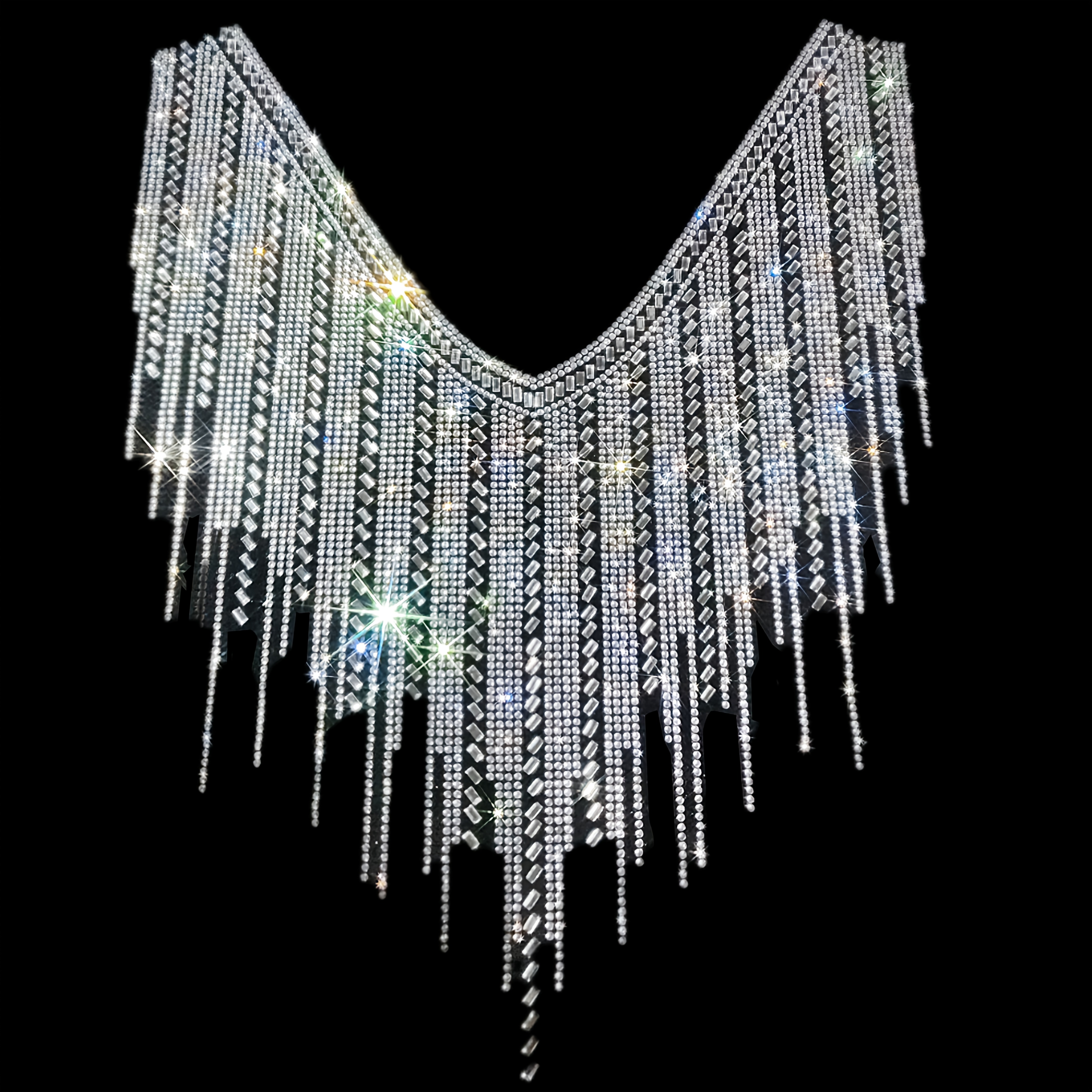 

1pc Applique de Col en Verre Blanc de Luxe avec Strass, Patch à Fixation Chaude pour Décoration de Vêtements et Sacs DIY, Accessoire d'Artisanat Facile à Repasser