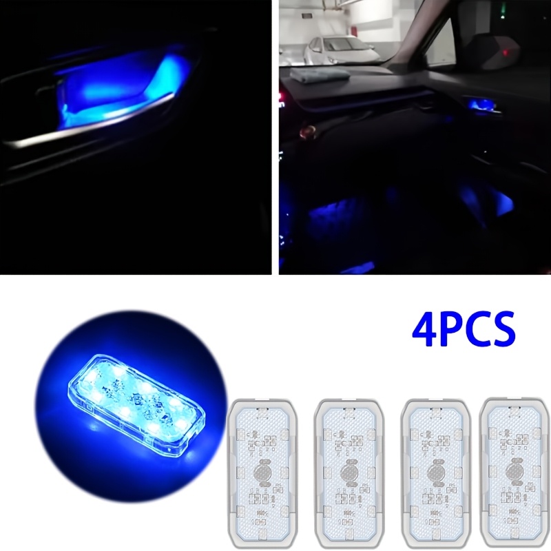 TEMU 4pcs Car Ambient Led Light Auto Bowl Handle Armrest Light Car Door Interior Decorative Atmosphere Lamp Universal, Usb In-car Touch Sensor Light
