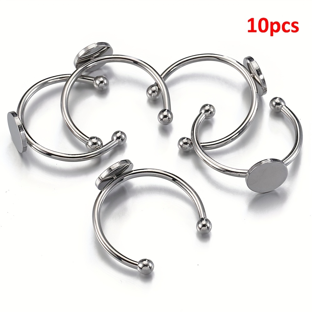 TEMU 10 piezas 6/8/10/12 mm Anillo Ajustable de Acero Inoxidable Base Anillo Bandeja Joyería Adiciones