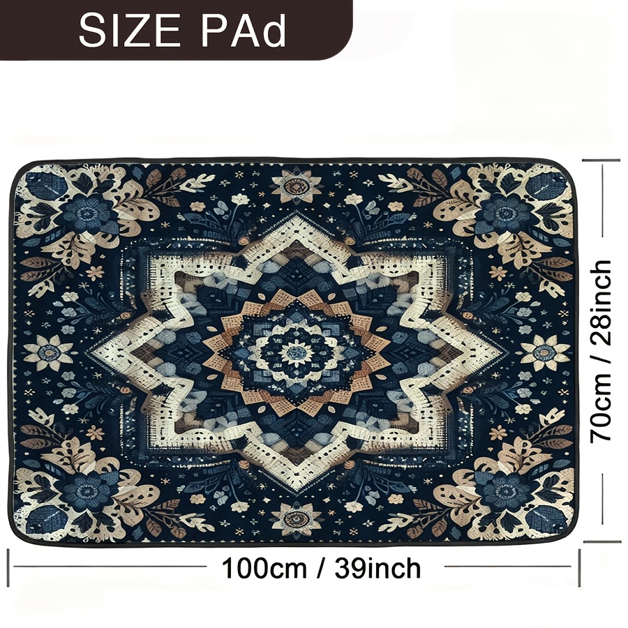 TEMU 1 stuks Vintage Mandala Bloemmotief, Wasbare en Herbruikbare Huisdiermat, Geschikt voor Huisdierentraining, Thuisgebruik, Veelzijdig voor Alle