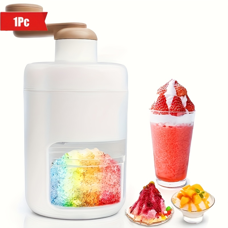 TEMU 1pc Portable Ice Shaver Machine - Manual Hand-powered Bpa-free Plastic Crusher For , Snow Cones & With Free Ice Cube Trays - Perfect For Home,
