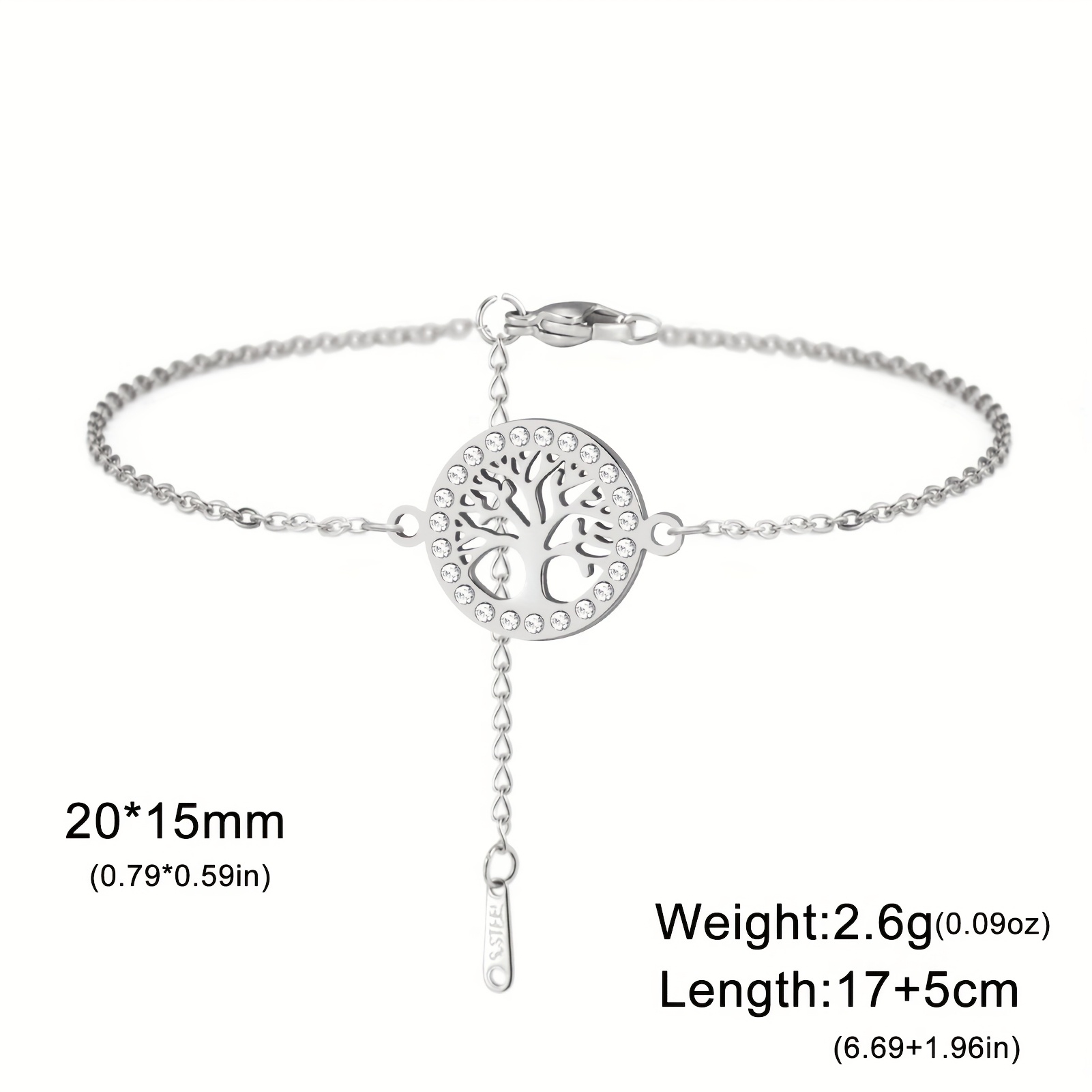 E-shop 1 Stück Elegantes Minimalistisches Edelstahl-Armband mit Lebensbaum-Anhänger, Verstellbare Retro-Kette für Damen – für , Feiertage, Geburtstage,