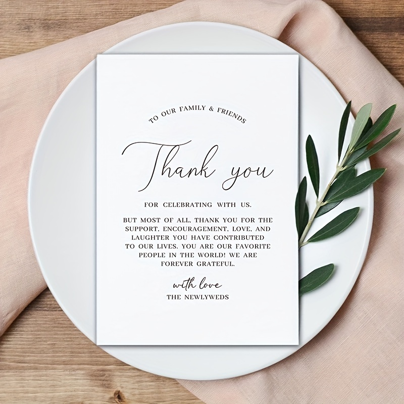 

50pcs Elegant Wedding Place Card Thank You Notes - Double-sided, Anti-dirty Laminated, Leaf & , Wedding Reception Table Settings