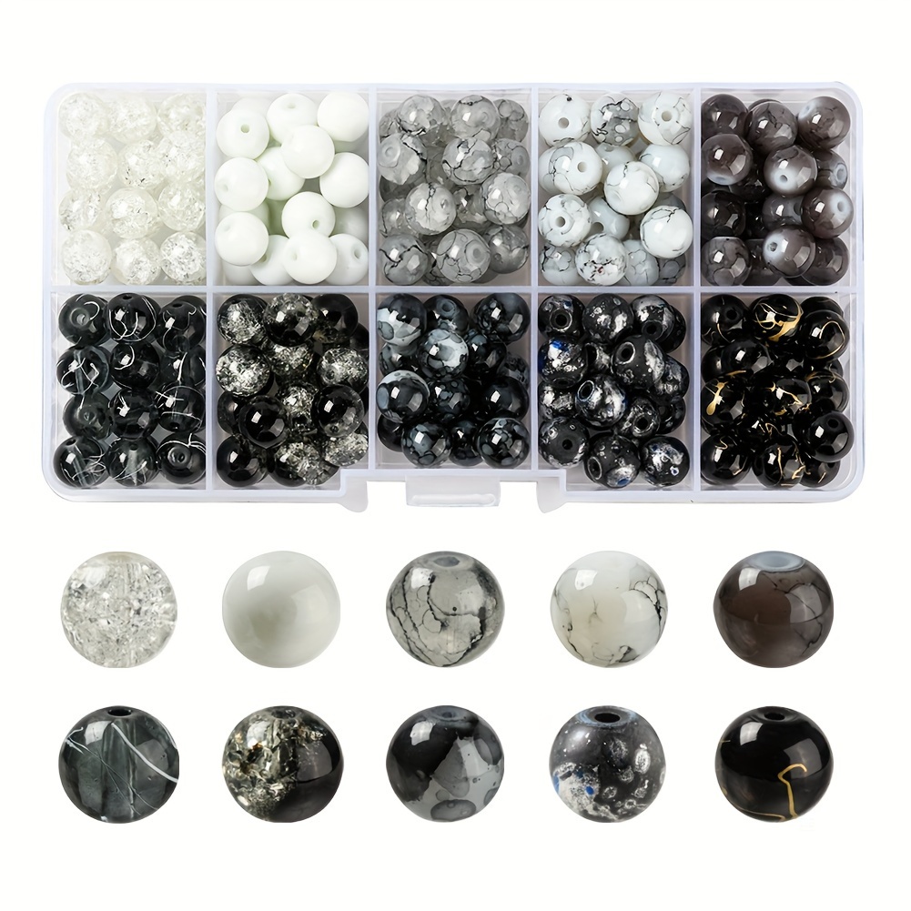. 210-230pcs 8mm Mixed Colors Coated Glass Beads Set Beading Suitable For Jewelry Bracelet Necklace Making