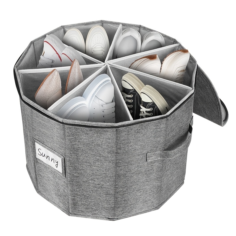 TEMU Contenitore portascarpe suddiviso con a cerniera, organizzatore per scarpe in tessuto pieghevole con scomparti e di trasporto, contenitore