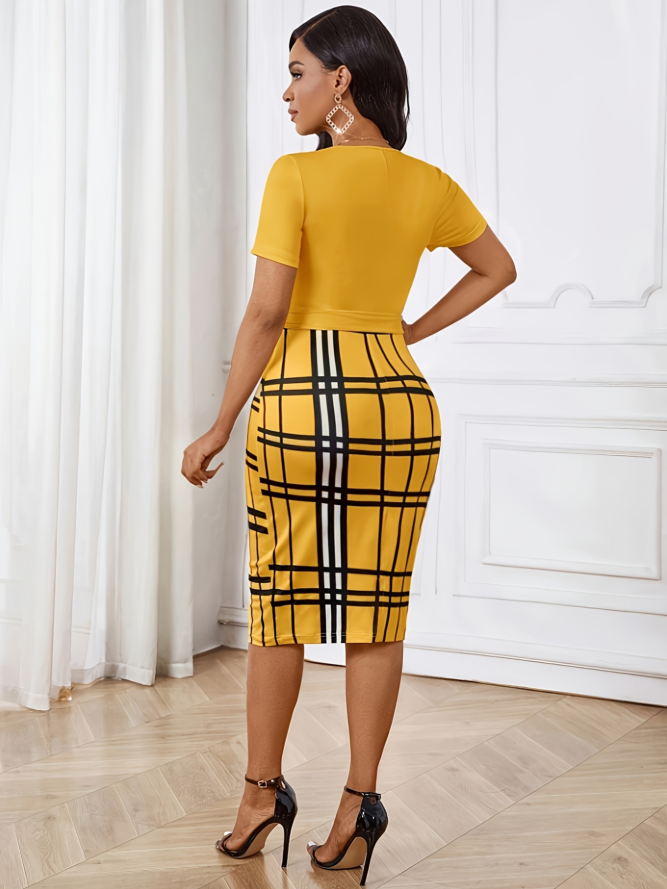 Women'S Black Shirt Collar Printed Women'S Dress