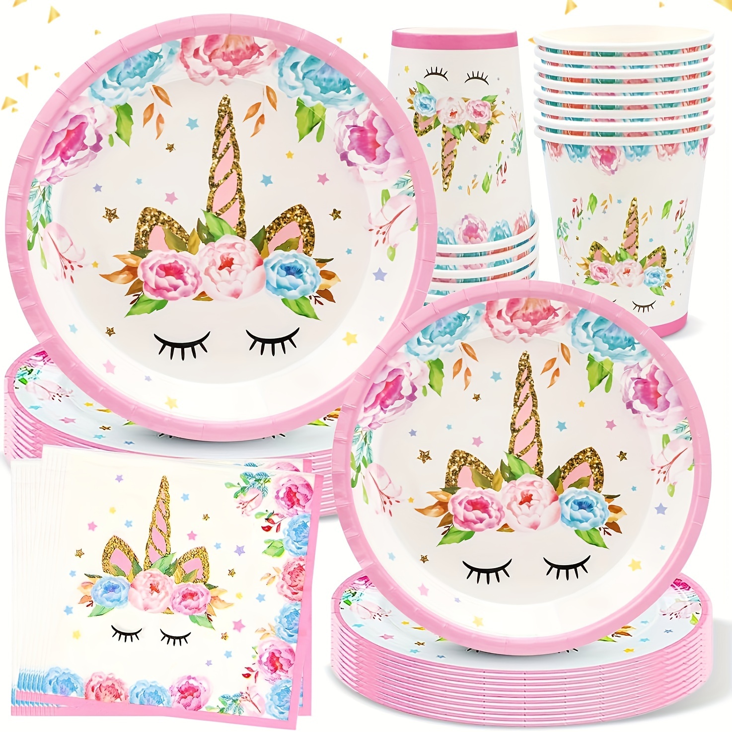 

64-piece Birthday Party Set - Includes Plates, Cups & Napkins For Magical Celebrations