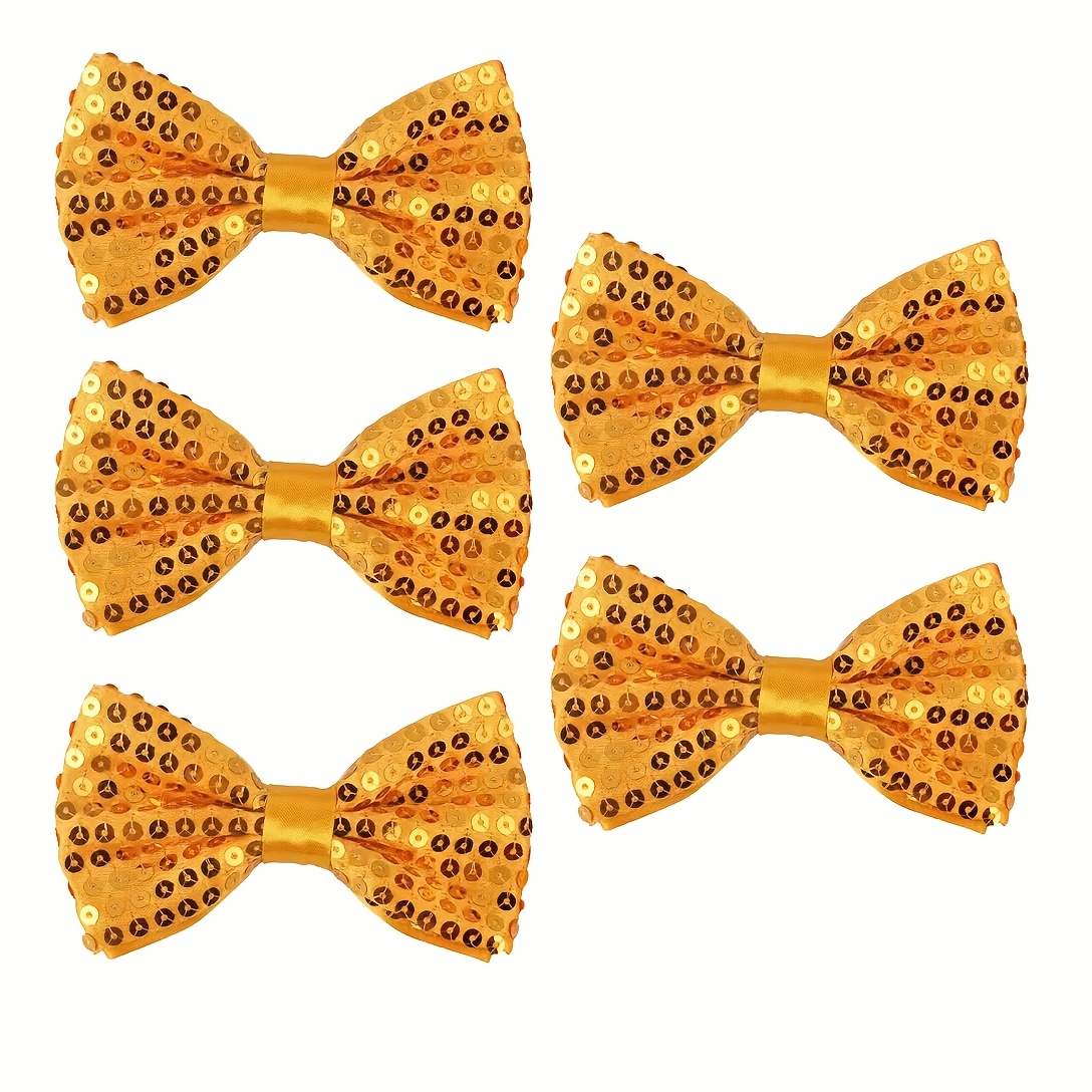 TEMU 5pcs Unisex Sequined Bow Ties, Adjustable Decorations, Colorful, Suitable For Carnival, Music Festivals, Christmas, Banquets, Dances, And Party